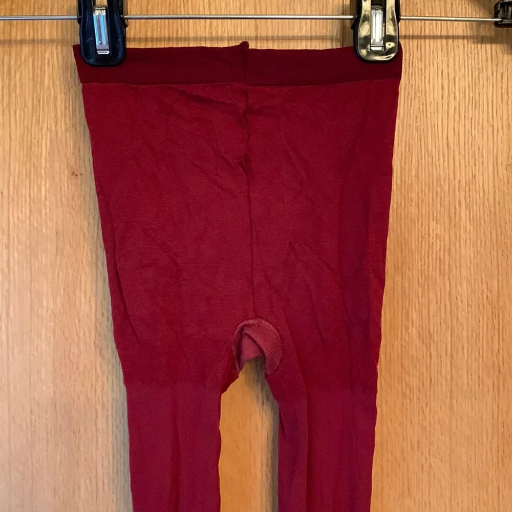 Jockey medium tall control top pantyhose tights nylons opaque cranberry red EUC